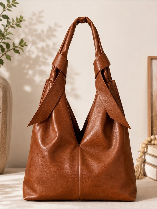 Sondra Roberts Handbags - Sondra Roberts Brown Faux Leather Oversized Slouchy Hobo Shoulder Tote Bag
